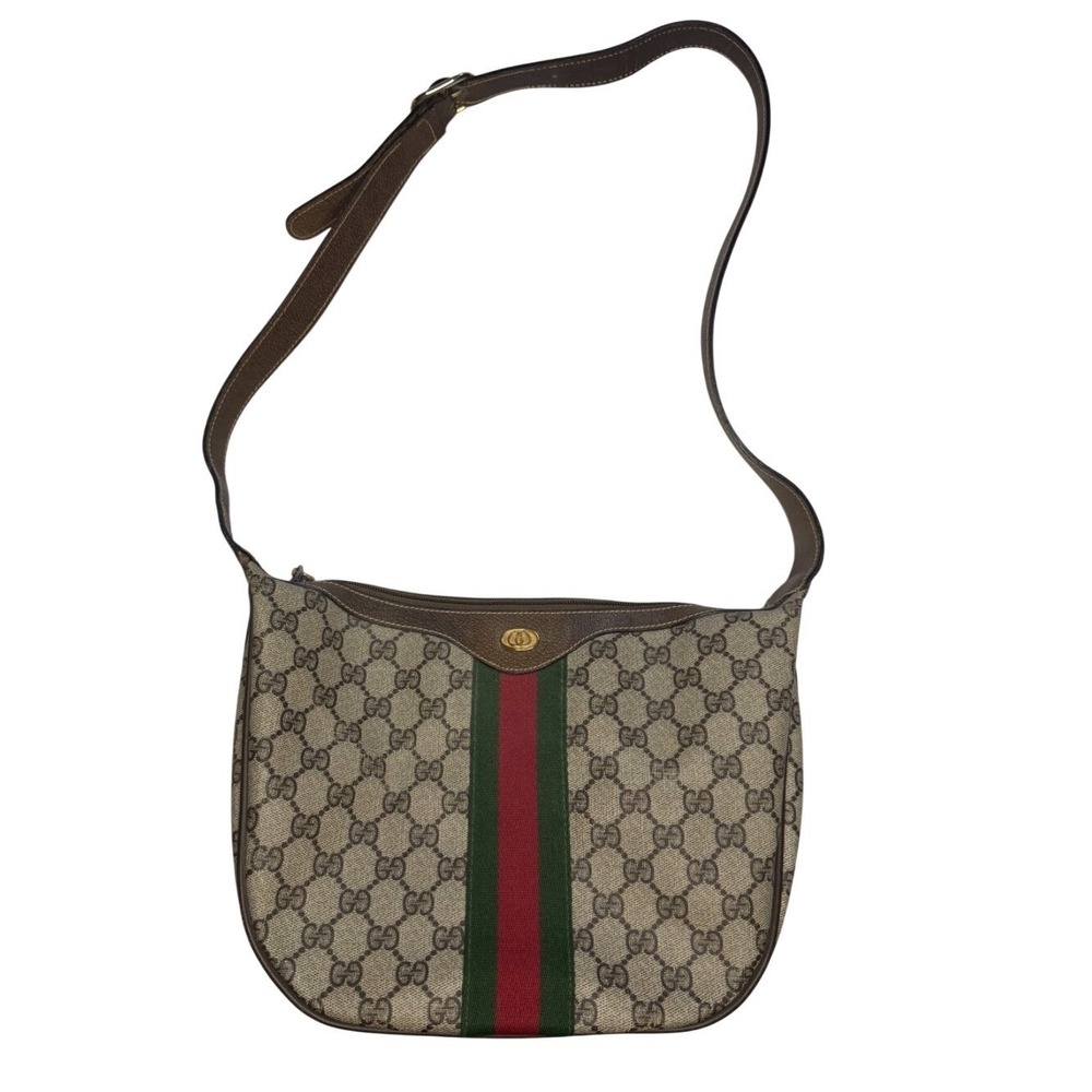 Vintage GUCCI Authentic Sherry GG Shoulder Bag Brown‎ Monogram Coated Canvas - Picture 12 of 13